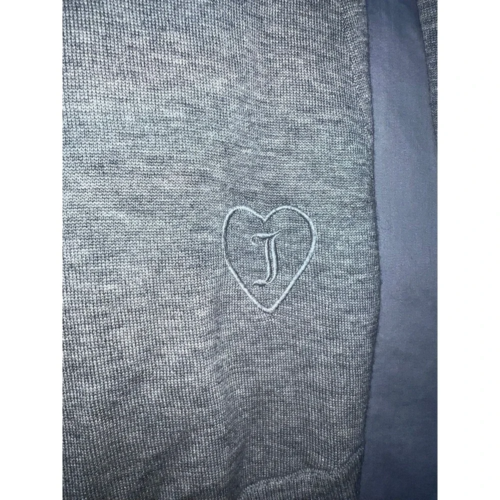 Juicy Couture Grey Open Front Cardigan Sweater Shawl Collar Heart Logo Size P